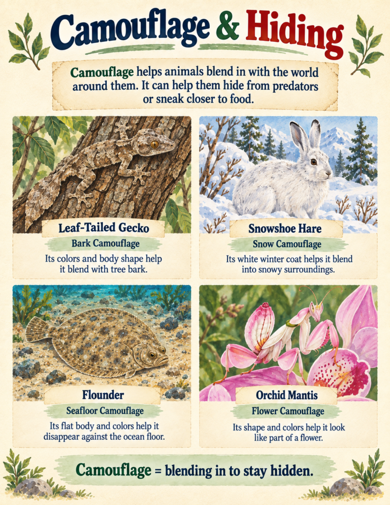 animal camouflage activities leaf tailed gecko and snowshoe hare worksheets