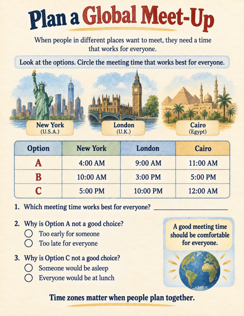 international time zones practical planning activity for kids