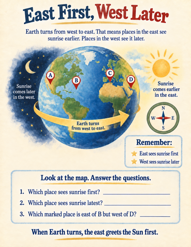 teaching time zones to elementary students east and west