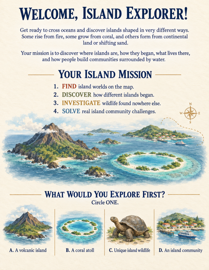 islands of the world unit study map and activities for kids