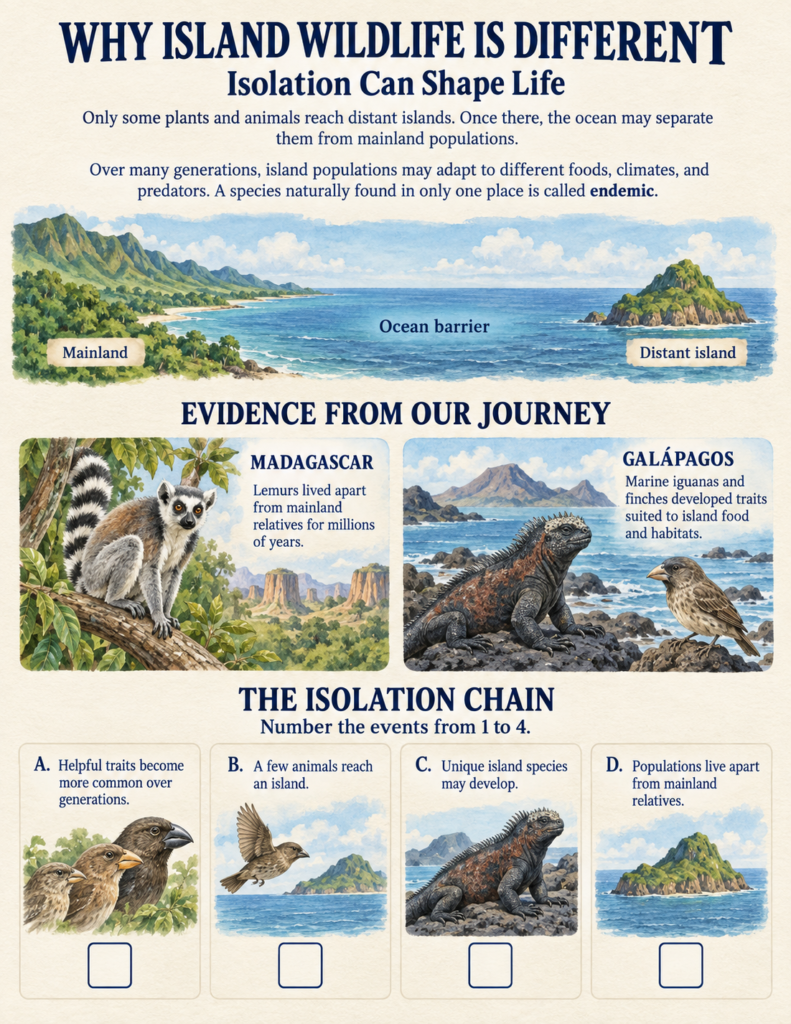 unique island wildlife adaptations for elementary students