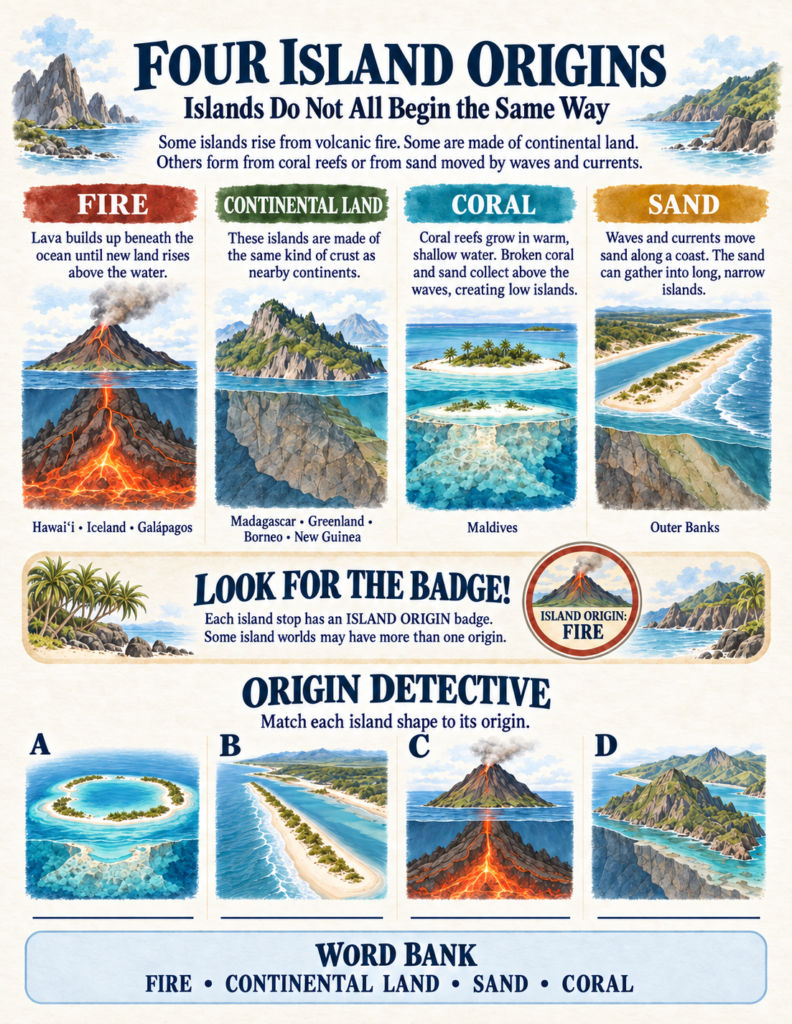 four island origins volcanic and coral islands geography