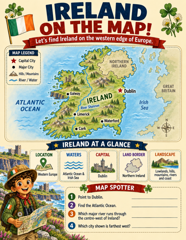 ireland unit study map and quick facts for kids