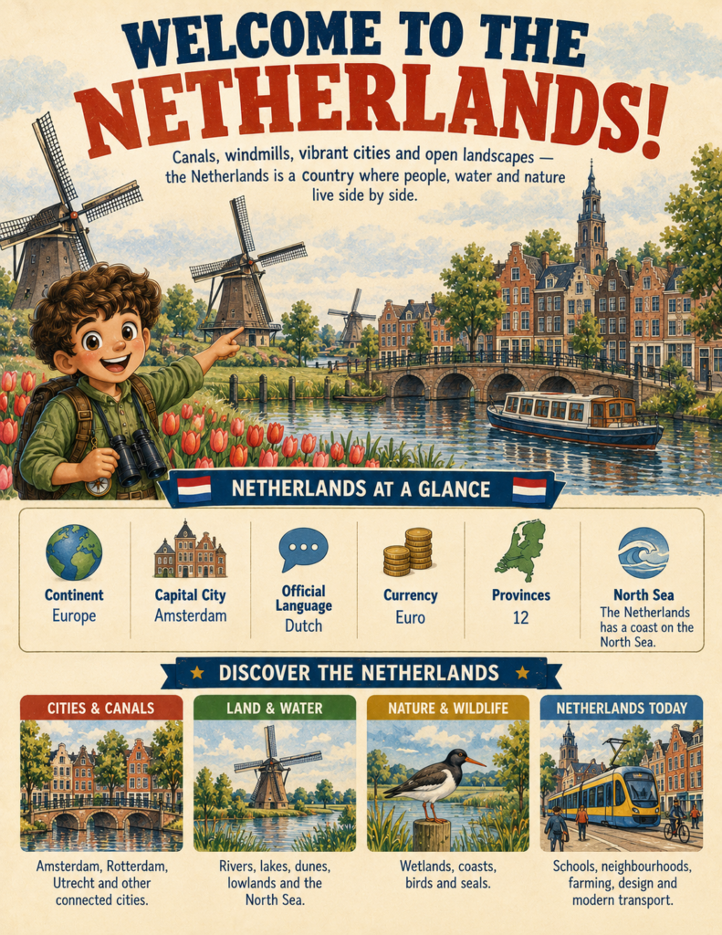 netherlands unit study map and quick facts for kids