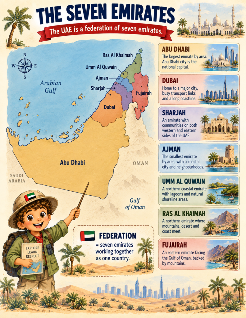 united arab emirates major cities geography activities for kids