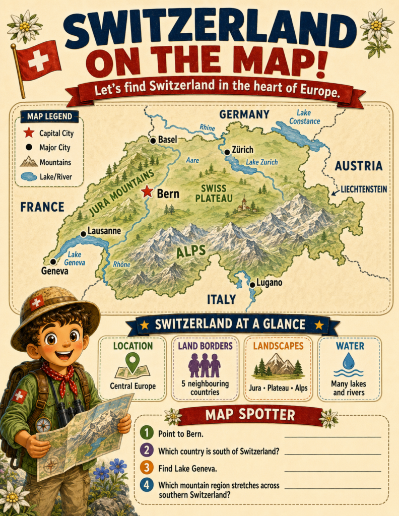switzerland unit study map and facts for homeschoolers
