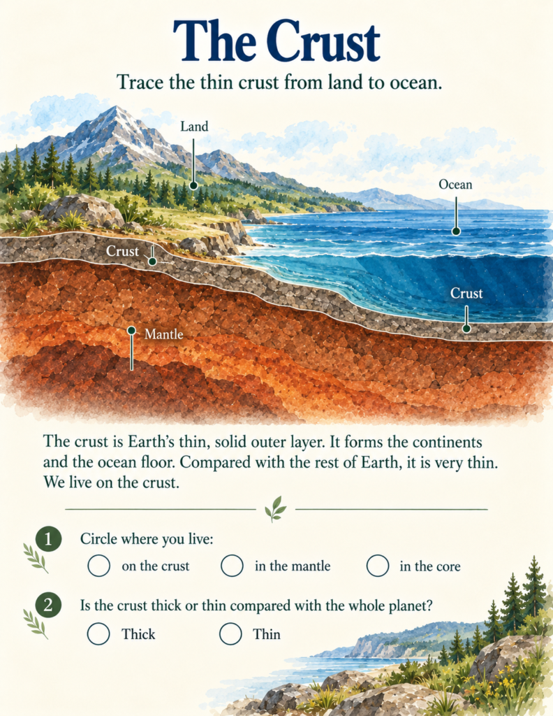 layers of the earth activities crust and mantle worksheets