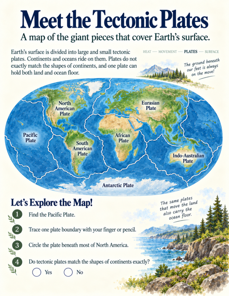 tectonic plates for kids physical geography worksheets