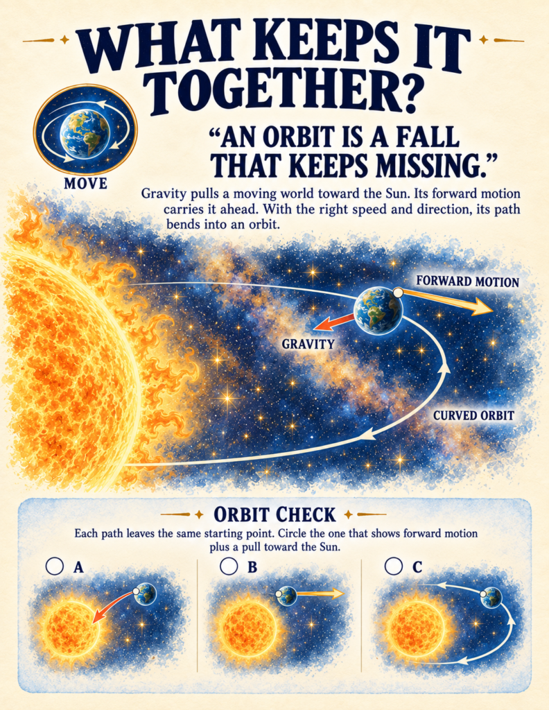 Educational worksheet comparing three different solar system models showing distance, order, and planetary scale trade-offs.